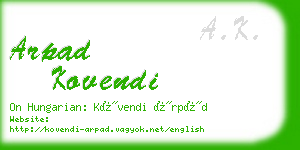 arpad kovendi business card